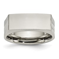 Chisel Stainless Steel Brushed and Polished Signet Ring view 1
