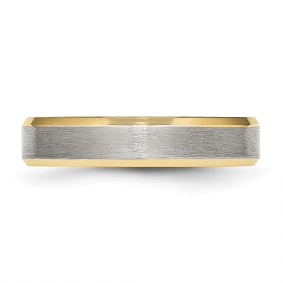 Chisel Stainless Steel Brushed and Polished Yellow IP-plated 5mm Beveled Edge Band