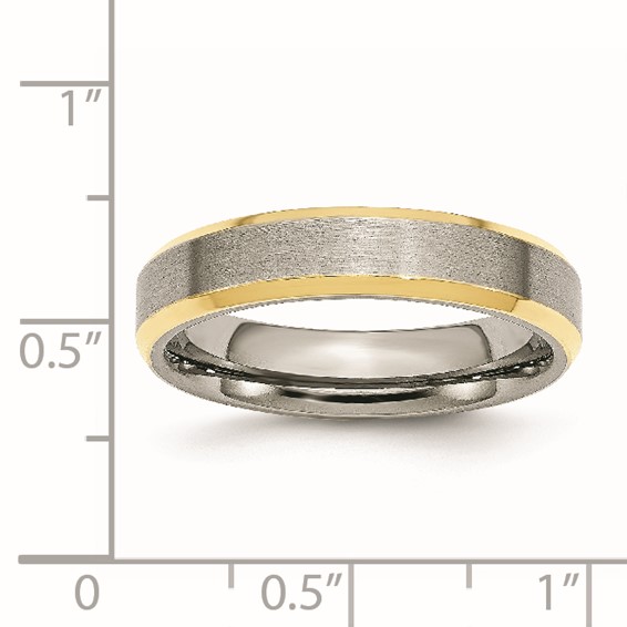 Chisel Stainless Steel Brushed and Polished Yellow IP-plated 5mm Beveled Edge Band