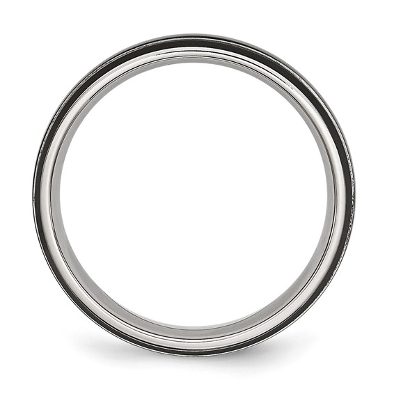 Chisel Stainless Steel Polished Black IP-plated 6mm Grooved Band