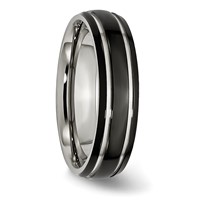 Chisel Stainless Steel Polished Black IP-plated 6mm Grooved Band view 4