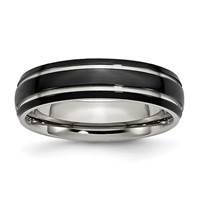 Chisel Stainless Steel Polished Black IP-plated 6mm Grooved Band view 1