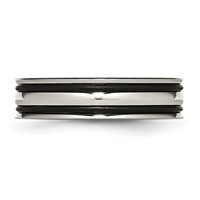 Stainless Steel 6mm Grooved and Black Rubber Band view 3