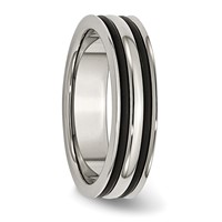 Stainless Steel 6mm Grooved and Black Rubber Band view 4