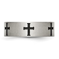 Chisel Stainless Steel Brushed and Polished Black IP-plated Crosses 7mm Band view 3