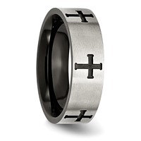 Chisel Stainless Steel Brushed and Polished Black IP-plated Crosses 7mm Band view 4