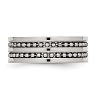 Stainless Steel Antiqued Polished Double Row Beaded 8mm Band view 3
