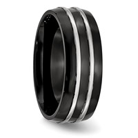 Stainless Steel 8mm Black IP-plated Brushed & Polished Band view 4