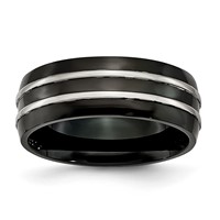 Stainless Steel 8mm Black IP-plated Brushed & Polished Band view 1