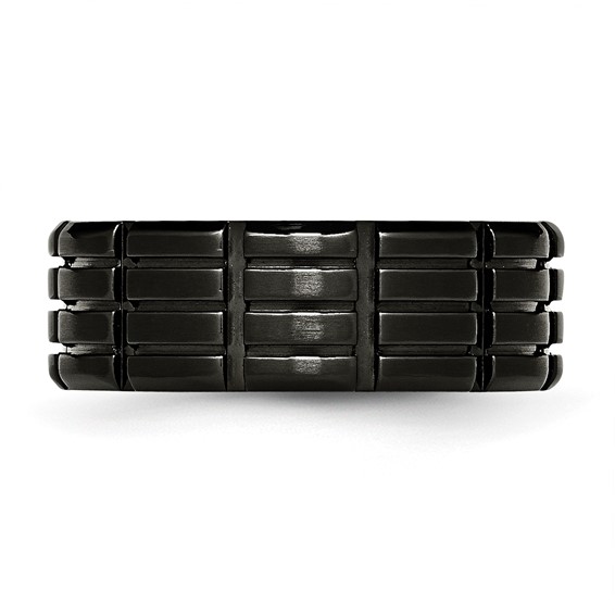 Chisel Stainless Steel Brushed Black IP-plated 8mm Grooved Band