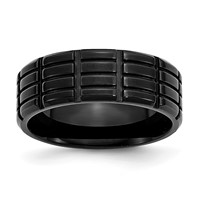 Chisel Stainless Steel Brushed Black IP-plated 8mm Grooved Band view 1