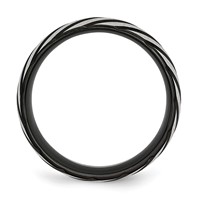 Stainless Steel 8mm Black IP-plated Swirl Brushed & Polished Band view 2