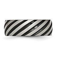 Stainless Steel 8mm Black IP-plated Swirl Brushed & Polished Band view 3