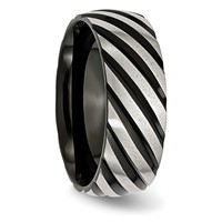 Stainless Steel 8mm Black IP-plated Swirl Brushed & Polished Band view 4