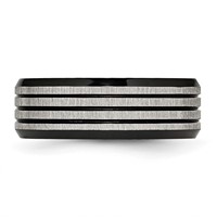 Chisel Stainless Steel Brushed and Polished Black IP-plated Striped 8mm Band view 3