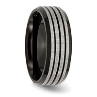 Chisel Stainless Steel Brushed and Polished Black IP-plated Striped 8mm Band view 4