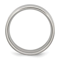 Stainless Steel 8mm Black IP-plated Striped Polished Band view 2
