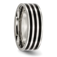 Stainless Steel 8mm Black IP-plated Striped Polished Band view 4