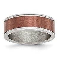 Chisel Stainless Steel Brushed and Polished Brown IP-plated 8mm Band view 1
