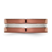 Stainless Steel 8mm Brown IP-plated Polished Band with Brushed Center view 3