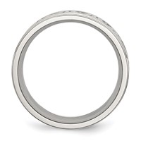 Chisel Stainless Steel Brushed and Polished Scroll Design 9mm Ridged Edge Band view 2