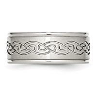 Chisel Stainless Steel Brushed and Polished Scroll Design 9mm Ridged Edge Band view 3