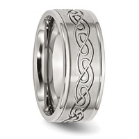 Chisel Stainless Steel Brushed and Polished Scroll Design 9mm Ridged Edge Band view 4