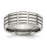 Stainless Steel Polished 8mm Grooved Band view 1