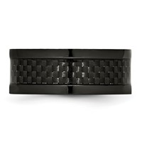Stainless Steel Polished 9mm Black IP-plated Band with Carbon Fiber Inlay view 3