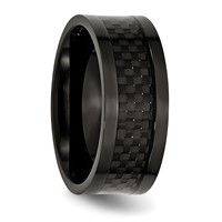 Stainless Steel Polished 9mm Black IP-plated Band with Carbon Fiber Inlay view 4