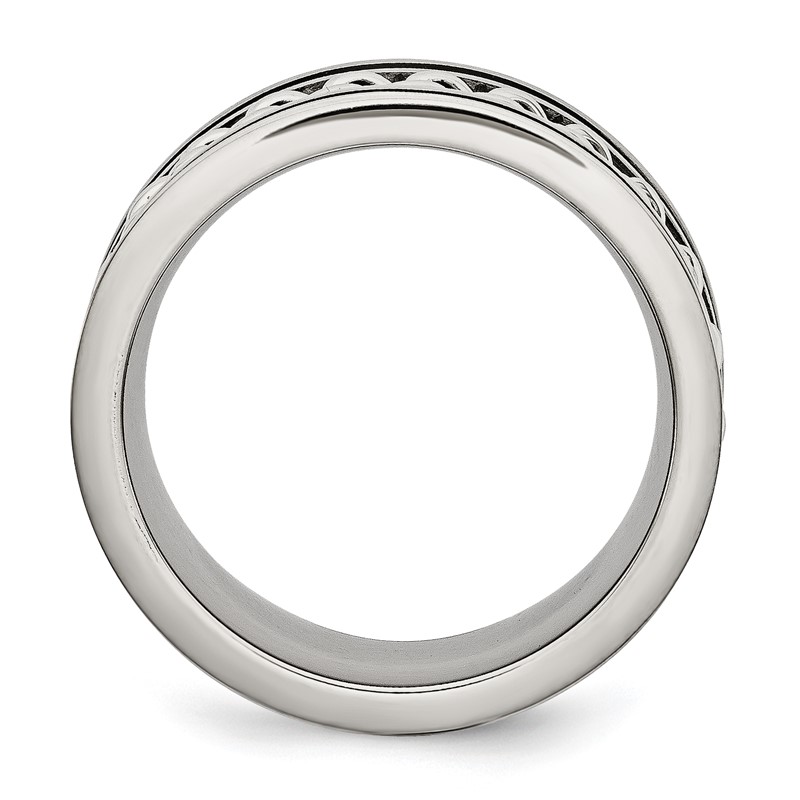 Chisel Stainless Steel Brushed and Polished Black IP-plated Chain Inlay 10mm Band