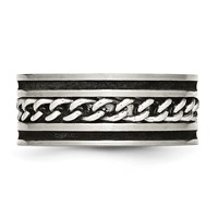 Chisel Stainless Steel Brushed and Polished Black IP-plated Chain Inlay 10mm Band view 3