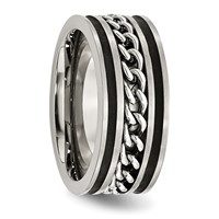 Chisel Stainless Steel Brushed and Polished Black IP-plated Chain Inlay 10mm Band view 4