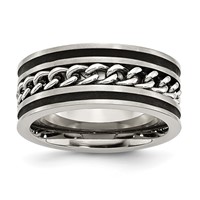 Chisel Stainless Steel Brushed and Polished Black IP-plated Chain Inlay 10mm Band view 1