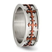 Stainless Steel Brown IP-plated Crosses Ring view 4