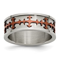 Stainless Steel Brown IP-plated Crosses Ring view 1