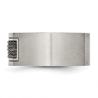 Stainless Steel Brushed Band with Grey Cable Inlay 10mm view 3