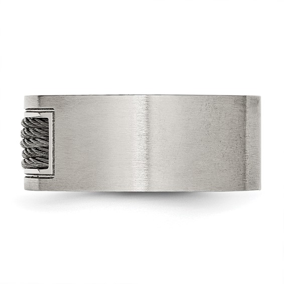 Stainless Steel Brushed w/Grey Cable Inlay 10mm Band
