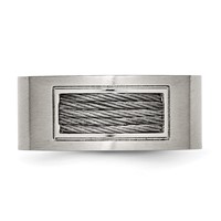 Stainless Steel Brushed Band with Grey Cable Inlay 10mm view 4