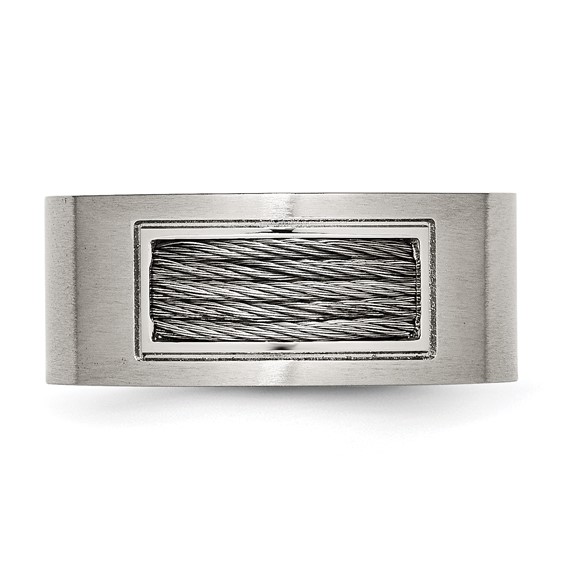 Stainless Steel Brushed w/Grey Cable Inlay 10mm Band