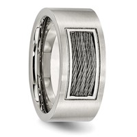 Stainless Steel Brushed Band with Grey Cable Inlay 10mm view 5