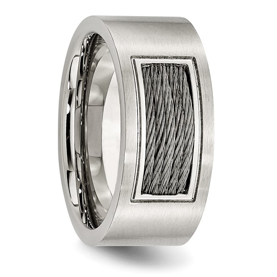 Stainless Steel Brushed w/Grey Cable Inlay 10mm Band