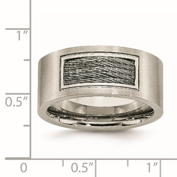 Stainless Steel Brushed w/Grey Cable Inlay 10mm Band