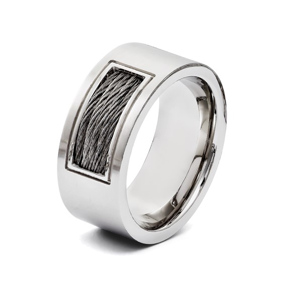 Stainless Steel Brushed w/Grey Cable Inlay 10mm Band