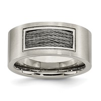 Stainless Steel Brushed Band with Grey Cable Inlay 10mm view 1