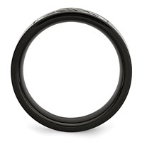 Stainless Steel Polished Black IP-plated Band with Grey Wire Inlay 10mm view 2