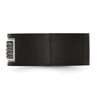 Stainless Steel Polished Black IP-plated Band with Grey Wire Inlay 10mm view 3