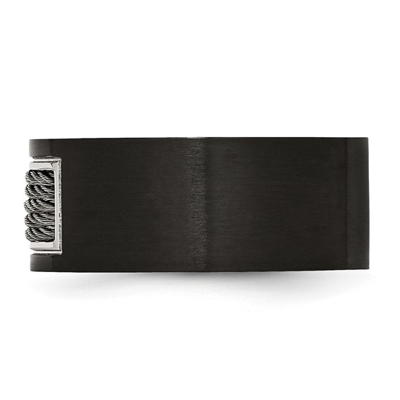 Stainless Steel Polished Black IP-plated w/Grey Wire Inlay 10mm Band