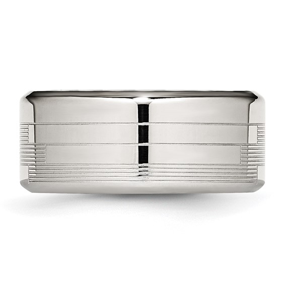 Stainless Steel Polished and Textured 10mm Band