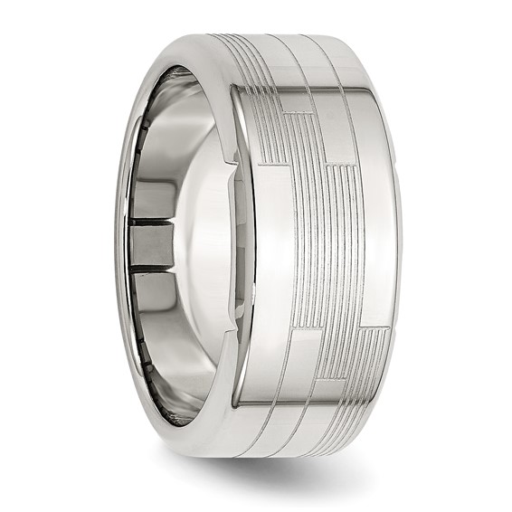 Stainless Steel Polished and Textured 10mm Band